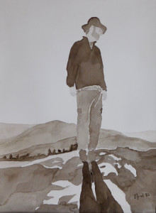 "Dreamin'" A watercolor self-portrait by Randy Elrod